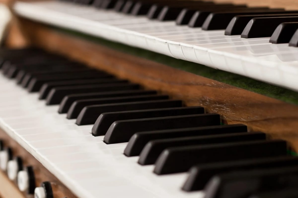 Church organ console keyboard detail